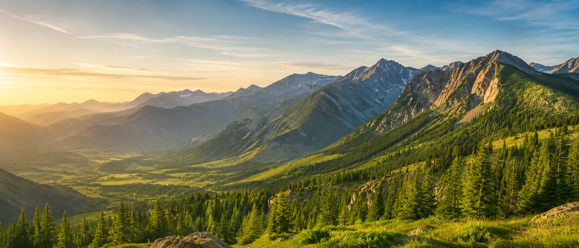 Misty rolling hills with sagebrush at dawn